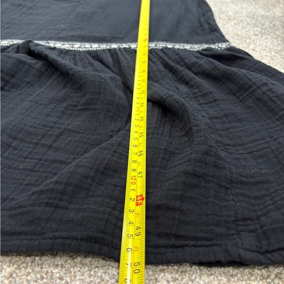 Old Navy Black Crinkle Crepe Gauzy V-Neck Boho Maxi Prairie Dress Size Small - Picture 12 of 15